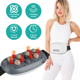 Red Light Heating Abdominal Massager with Real Bian Stone - Dual Rotating Heads, 5 Massage Modes 3 Speeds, 2500mAh Battery