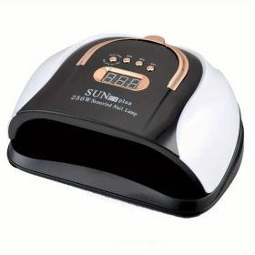256W High-Power UV LED Nail Lamp With 4 Timer Settings, Automatic Sensor & Smart Display - Fast Gel Polish Curing, Purple & Black Design, Ergonom (Option: White)
