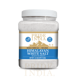 Himalayan White Salt by Pride Of India - 2.2Lbs - Rarest & Enriched W/84+ Natural Minerals- Low Sodium- Mineral Rich Nutrition and Enhanced Taste (Value: Fine Grind)